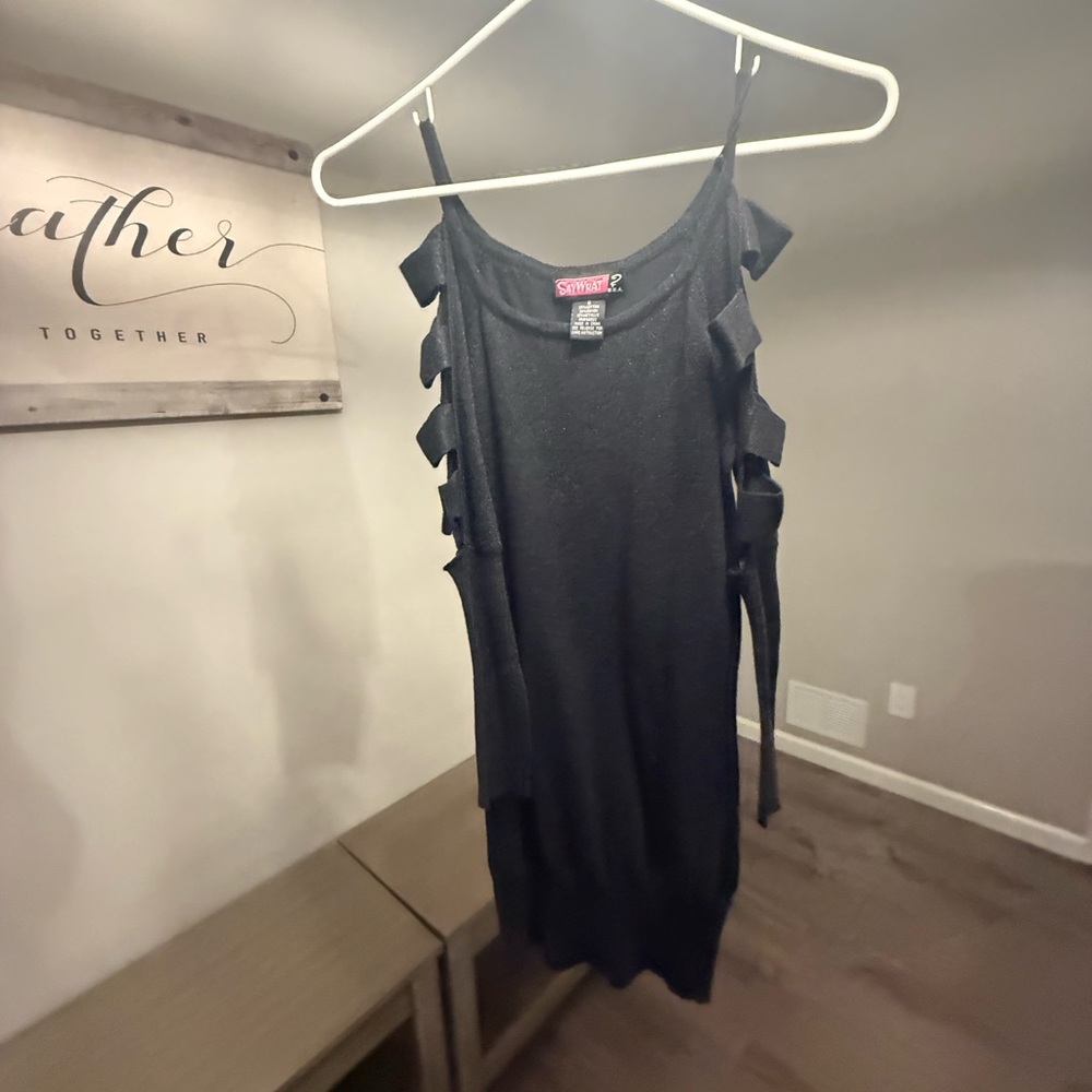 Say What? Black Ruffle Sleeve Blouse